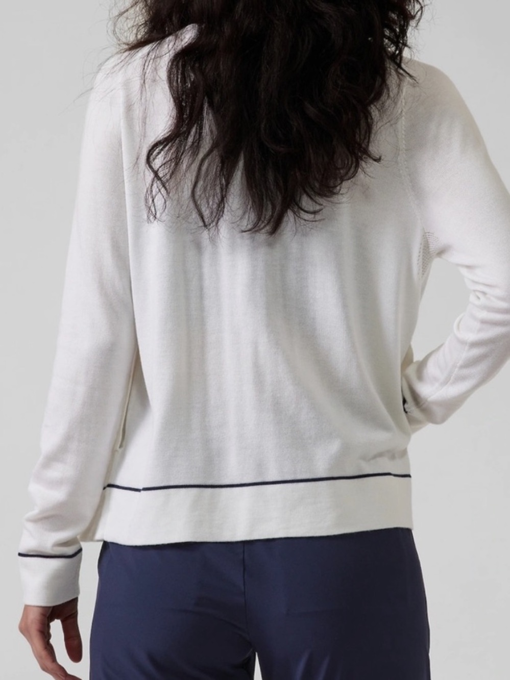 Athleta Lightweight Cardigan White & Black Size Small - Picture 2 of 6